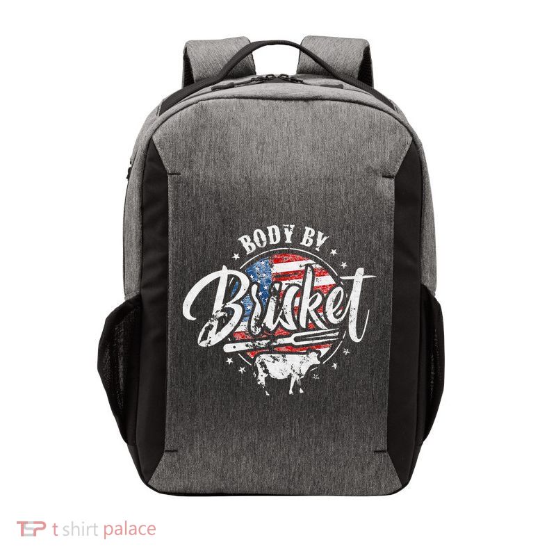 Body By Brisket USA Flag Patriotic Barbeque 4th of July Vector Backpack
