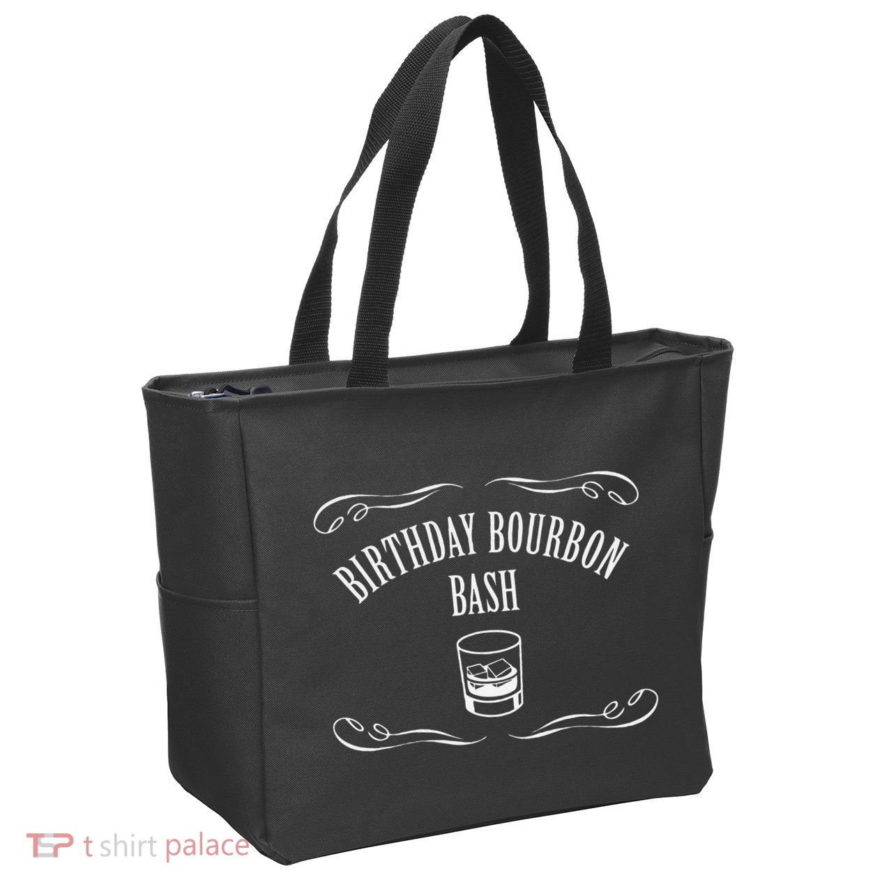 Birthday Bourbon Bash Featuring Whiskey Glass Zip Tote Bag