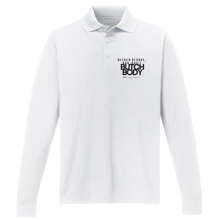 Bleach Blond Bad Built Butch Body Performance Long Sleeve Polo