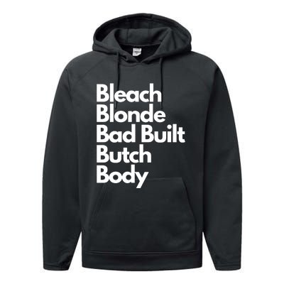 Bleach Blond Bad Built Butch Body Performance Fleece Hoodie