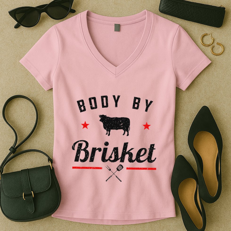 Bbq Body By Brisket Grilling Or Smoking Meat Women's V-Neck T-Shirt