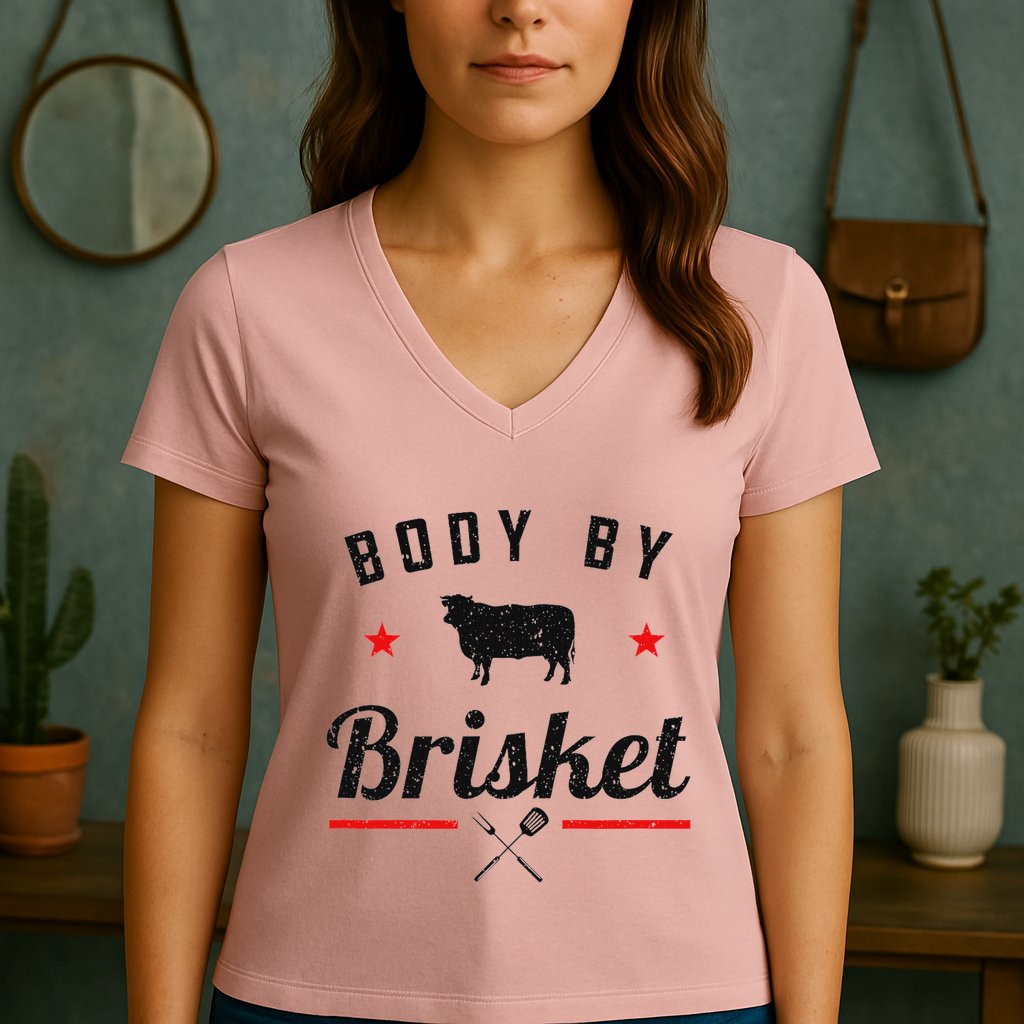 Bbq Body By Brisket Grilling Or Smoking Meat Women's V-Neck T-Shirt