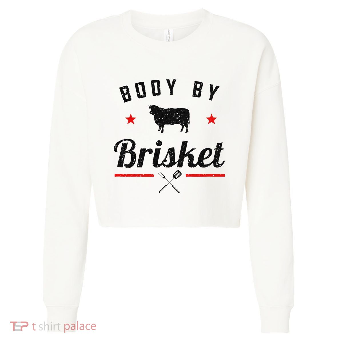 Bbq Body By Brisket Grilling Or Smoking Meat Cropped Pullover Crew