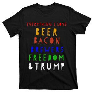 Beer Bacon Brewers Freedom & Trump Milwaukee Basebal T-Shirt