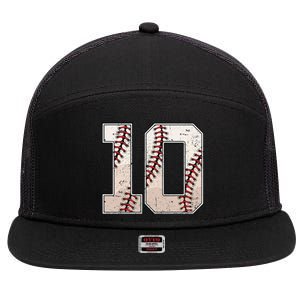 Baseball Birthday Boy Ten 10 Years Old 10th Bday Party 7 Panel Mesh Trucker Snapback Hat