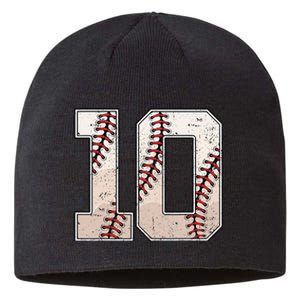 Baseball Birthday Boy Ten 10 Years Old 10th Bday Party Sustainable Beanie