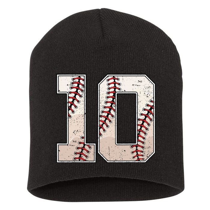 Baseball Birthday Boy Ten 10 Years Old 10th Bday Party Short Acrylic Beanie