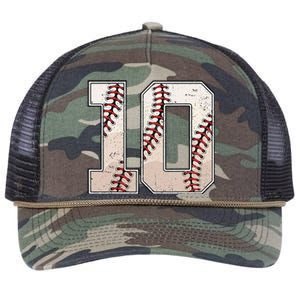 Baseball Birthday Boy Ten 10 Years Old 10th Bday Party Retro Rope Trucker Hat Cap