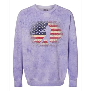 Baseball Bat Ball 4th of July Christmas Gift American Flag Colorblast Crewneck Sweatshirt