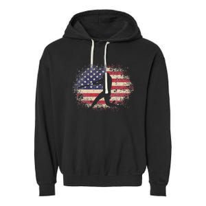 Baseball Bat Ball 4th of July Christmas Gift American Flag Garment-Dyed Fleece Hoodie