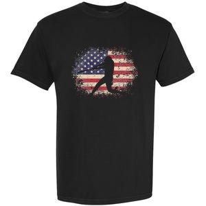 Baseball Bat Ball 4th of July Christmas Gift American Flag Garment-Dyed Heavyweight T-Shirt