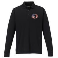 Baseball Bat Ball 4th of July Christmas Gift American Flag Performance Long Sleeve Polo