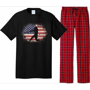 Baseball Bat Ball 4th of July Christmas Gift American Flag Pajama Set