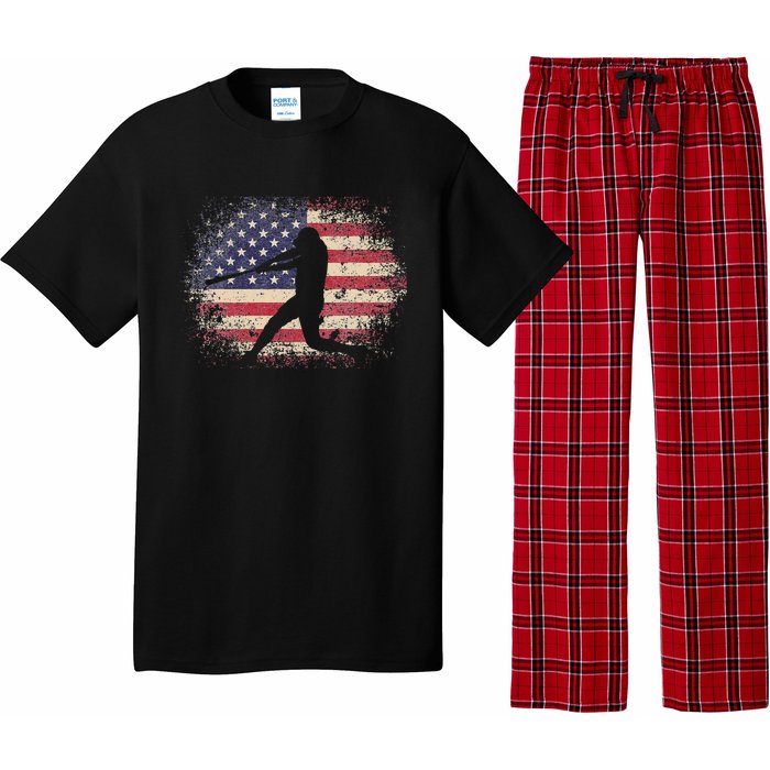 Baseball Bat Ball 4th of July Christmas Gift American Flag Pajama Set