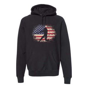 Baseball Bat Ball 4th of July Christmas Gift American Flag Premium Hoodie