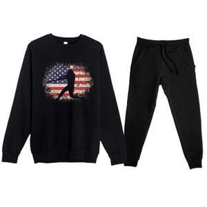 Baseball Bat Ball 4th of July Christmas Gift American Flag Premium Crewneck Sweatsuit Set