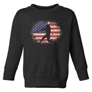 Baseball Bat Ball 4th of July Christmas Gift American Flag Toddler Sweatshirt