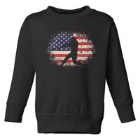 Baseball Bat Ball 4th of July Christmas Gift American Flag Toddler Sweatshirt