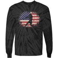 Baseball Bat Ball 4th of July Christmas Gift American Flag Tie-Dye Long Sleeve Shirt