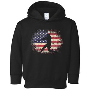 Baseball Bat Ball 4th of July Christmas Gift American Flag Toddler Hoodie