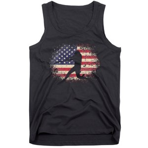 Baseball Bat Ball 4th of July Christmas Gift American Flag Tank Top