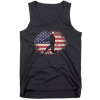 Baseball Bat Ball 4th of July Christmas Gift American Flag Tank Top