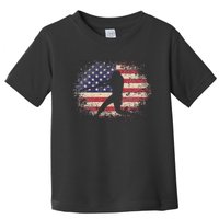 Baseball Bat Ball 4th of July Christmas Gift American Flag Toddler T-Shirt