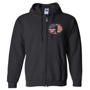 Baseball Bat Ball 4th of July Christmas Gift American Flag Full Zip Hoodie