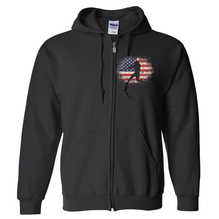 Baseball Bat Ball 4th of July Christmas Gift American Flag Full Zip Hoodie