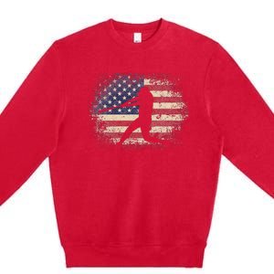 Baseball Bat Ball 4th of July Christmas Gift American Flag Premium Crewneck Sweatshirt