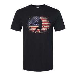 Baseball Bat Ball 4th of July Christmas Gift American Flag Softstyle CVC T-Shirt