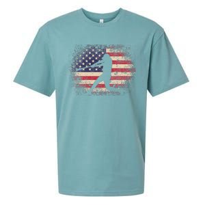 Baseball Bat Ball 4th of July Christmas Gift American Flag Sueded Cloud Jersey T-Shirt