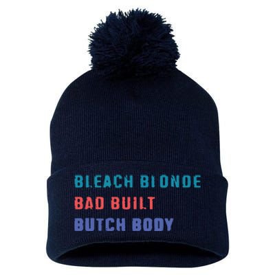 Bleach Blonde Bad Built Butch Bod Pom Pom 12in Knit Beanie