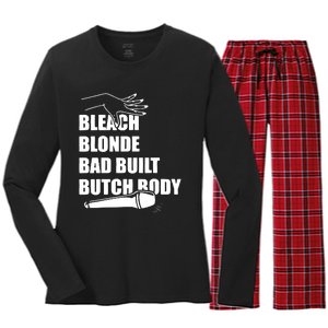 Bleach Blonde Bad Built Butch Body Women's Long Sleeve Flannel Pajama Set 