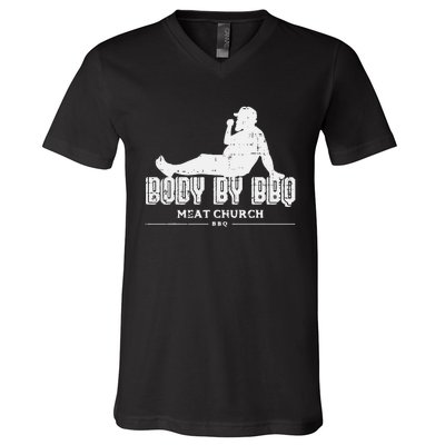 Body By Bbq Funny Barbecue Grill Meat Lover V-Neck T-Shirt