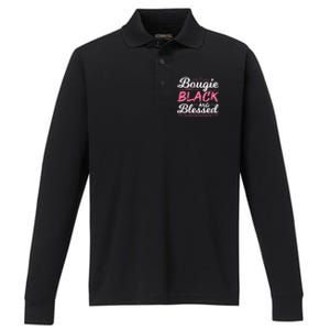 Bougie Black Blessed Dope Boujee Melanin Christmas Gift Tee Cute Gift Performance Long Sleeve Polo