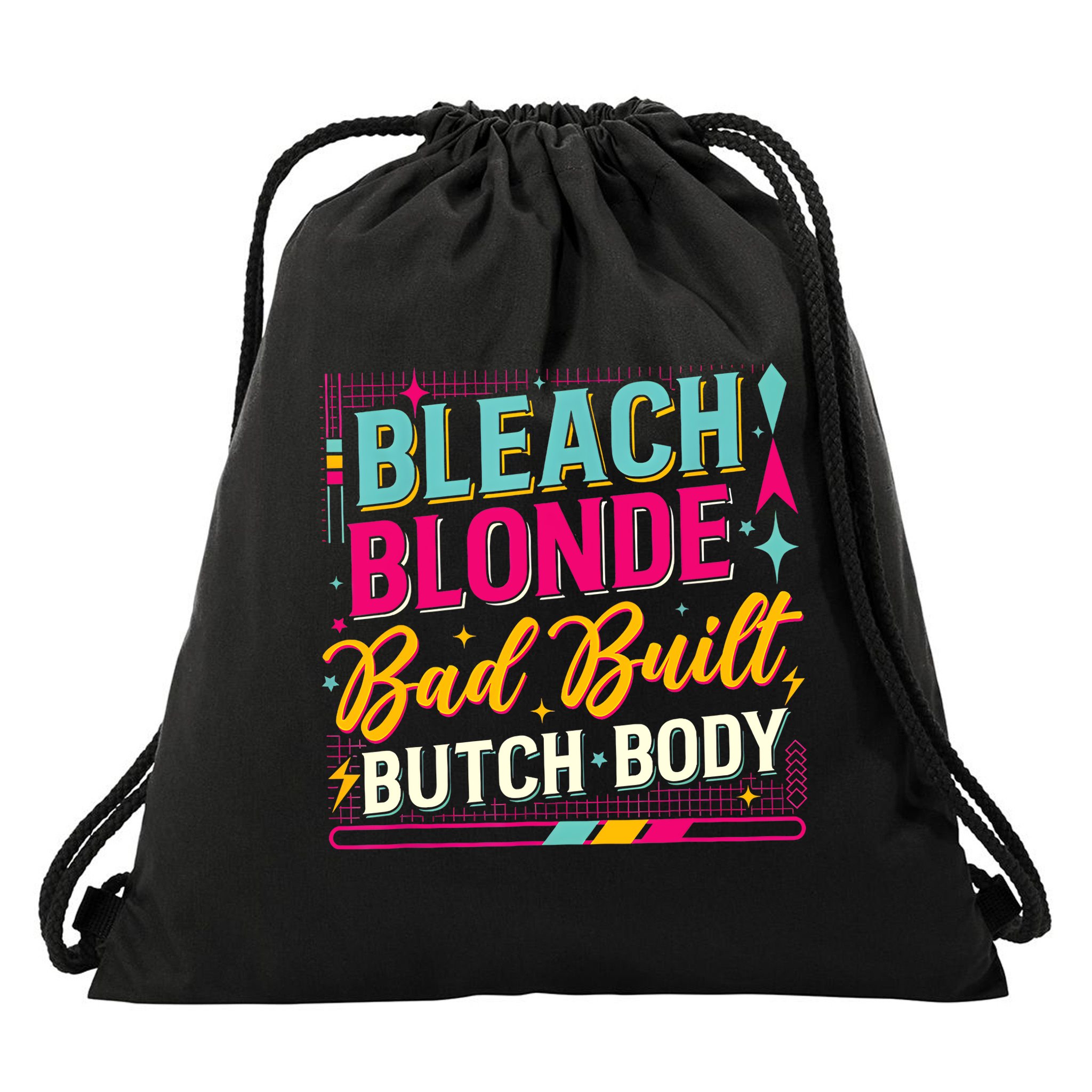 Beach Blonde Bad Built Butch Body Funny Council Drawstring Bag