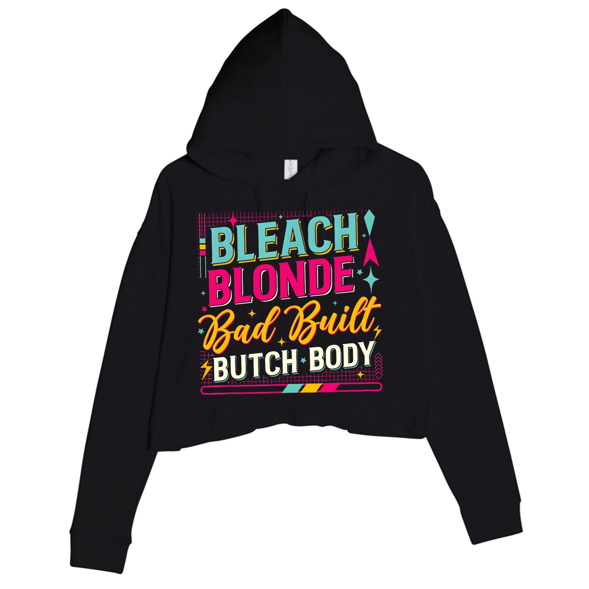 Beach Blonde Bad Built Butch Body Funny Council Crop Fleece Hoodie