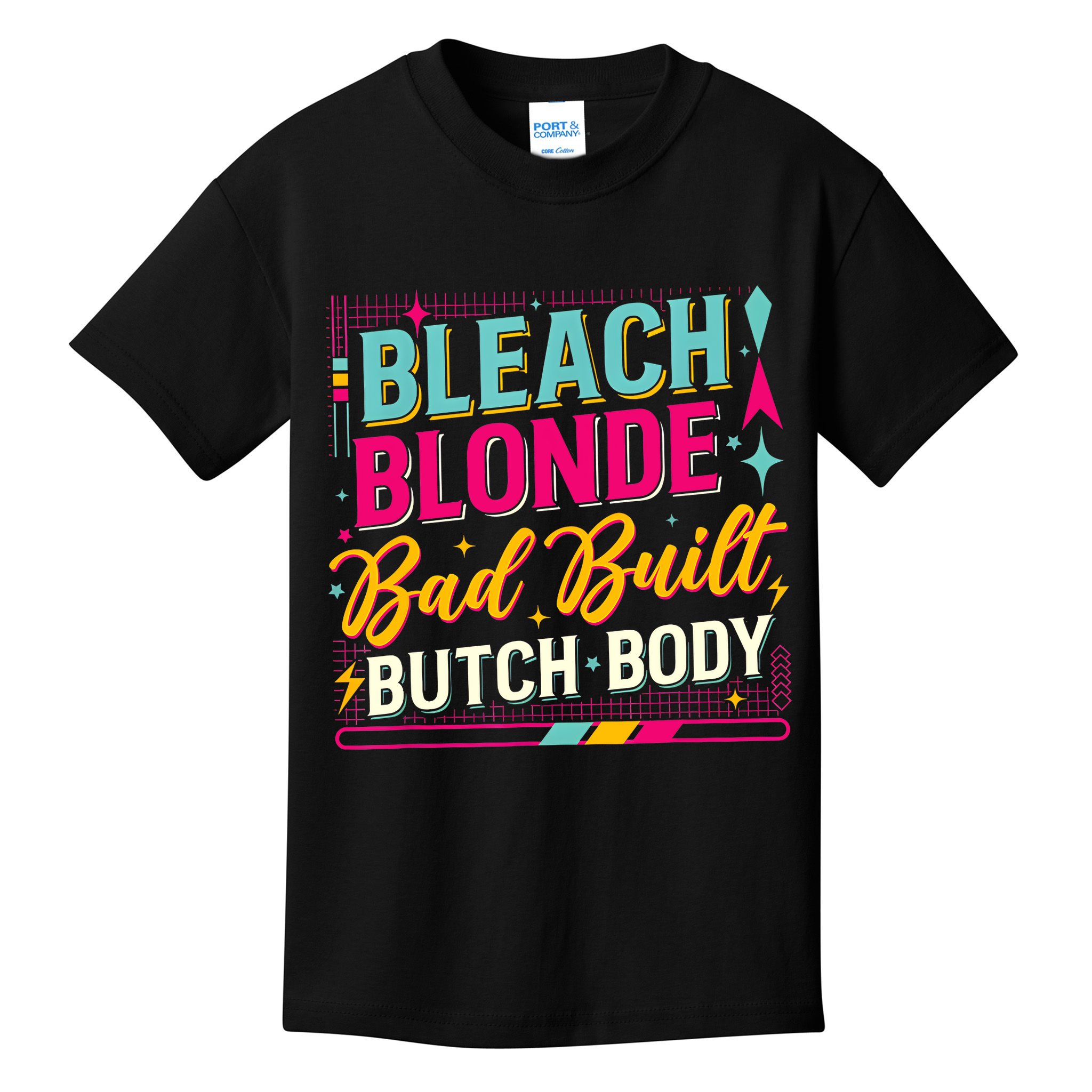 Beach Blonde Bad Built Butch Body Funny Council Kids T-Shirt
