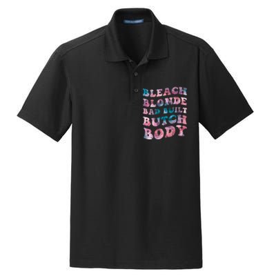 Bleach Blonde Bad Built Butch Body Funny Groovy Tie Die Dry Zone Grid Polo