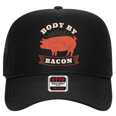 Body By Bacon For Low Carb High Fat Ketogenic Diet High Crown Mesh Back Trucker Hat