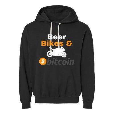 Beer Bikes Bitcoin, Vintage Bitcoin Logo, Bitcoin Crypto, Bitcoin Blockchain Garment-Dyed Fleece Hoodie