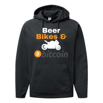 Beer Bikes Bitcoin, Vintage Bitcoin Logo, Bitcoin Crypto, Bitcoin Blockchain Performance Fleece Hoodie