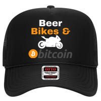 Beer Bikes Bitcoin, Vintage Bitcoin Logo, Bitcoin Crypto, Bitcoin Blockchain High Crown Mesh Back Trucker Hat