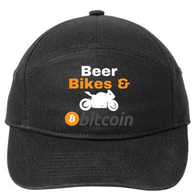 Beer Bikes Bitcoin, Vintage Bitcoin Logo, Bitcoin Crypto, Bitcoin Blockchain 7-Panel Snapback Hat