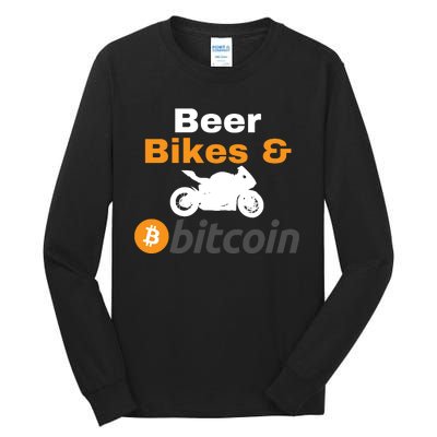 Beer Bikes Bitcoin, Vintage Bitcoin Logo, Bitcoin Crypto, Bitcoin Blockchain Tall Long Sleeve T-Shirt