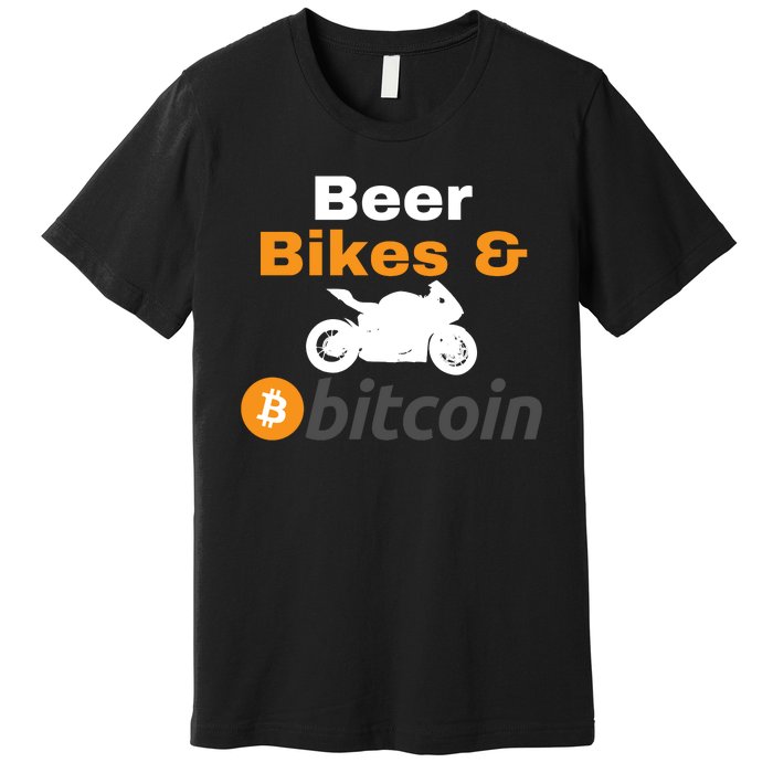 Beer Bikes Bitcoin, Vintage Bitcoin Logo, Bitcoin Crypto, Bitcoin Blockchain Premium T-Shirt