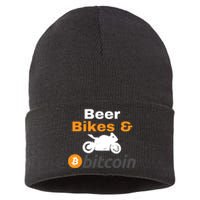 Beer Bikes Bitcoin, Vintage Bitcoin Logo, Bitcoin Crypto, Bitcoin Blockchain Sustainable Knit Beanie