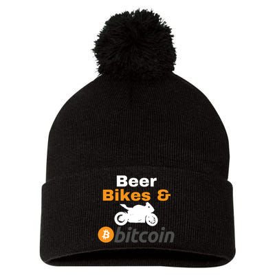 Beer Bikes Bitcoin, Vintage Bitcoin Logo, Bitcoin Crypto, Bitcoin Blockchain Pom Pom 12in Knit Beanie