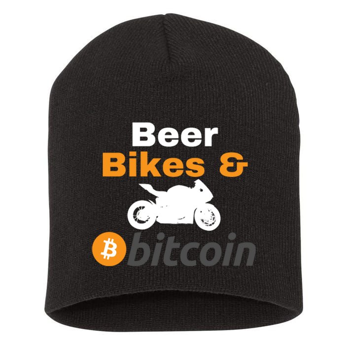 Beer Bikes Bitcoin, Vintage Bitcoin Logo, Bitcoin Crypto, Bitcoin Blockchain Short Acrylic Beanie